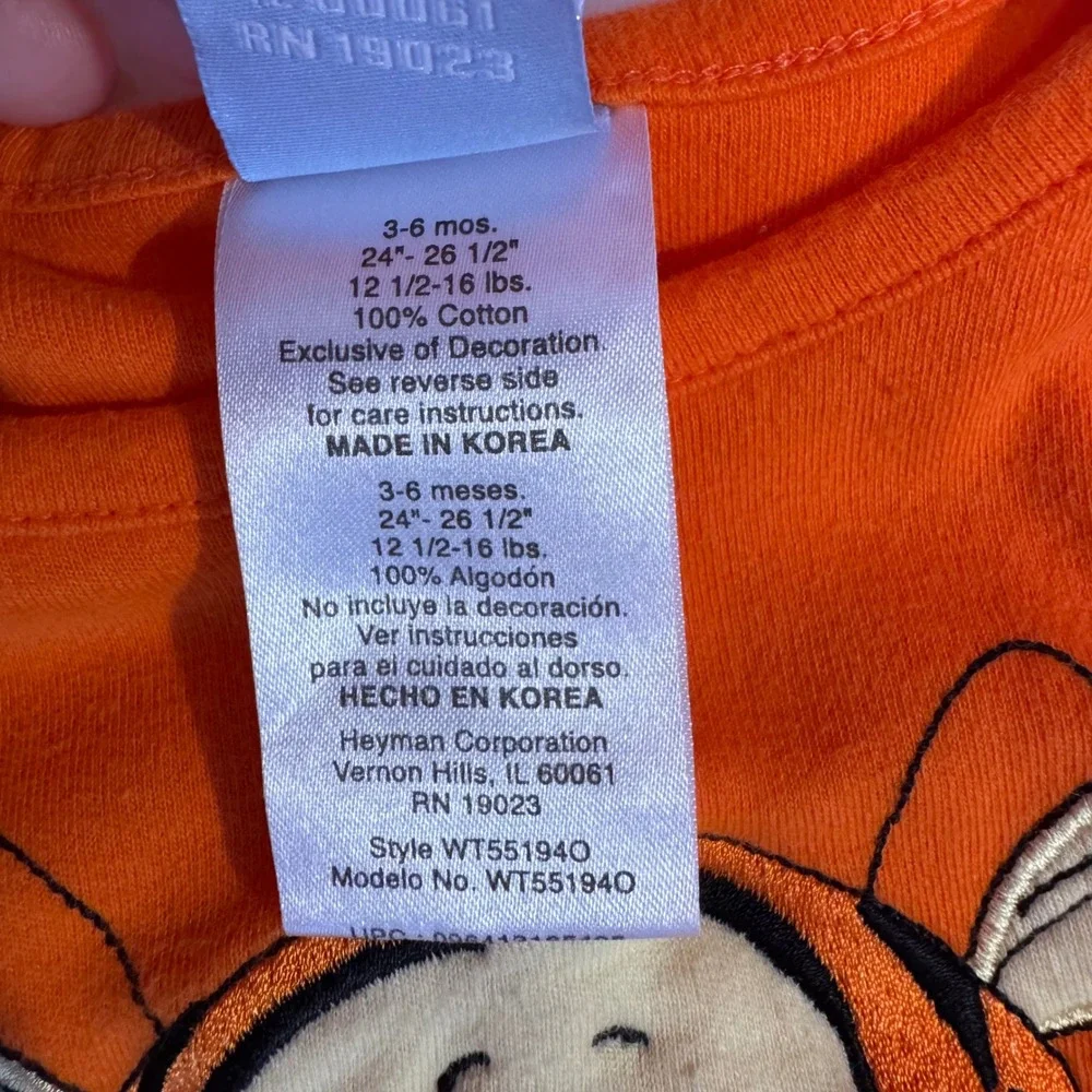 Vintage Disney Baby Embroidered Tigger Orange Sleeper Gown 3-6 Months Early 90s